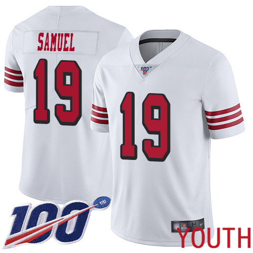 San Francisco 49ers Limited White Youth Deebo Samuel NFL Jersey 19 100th Season Rush Vapor Untouchable